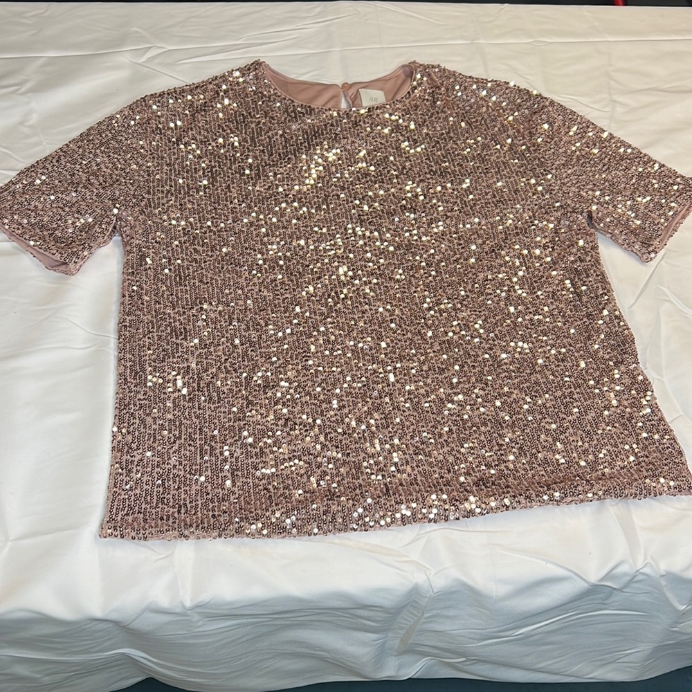 H&M straight-cut top in sequined mesh